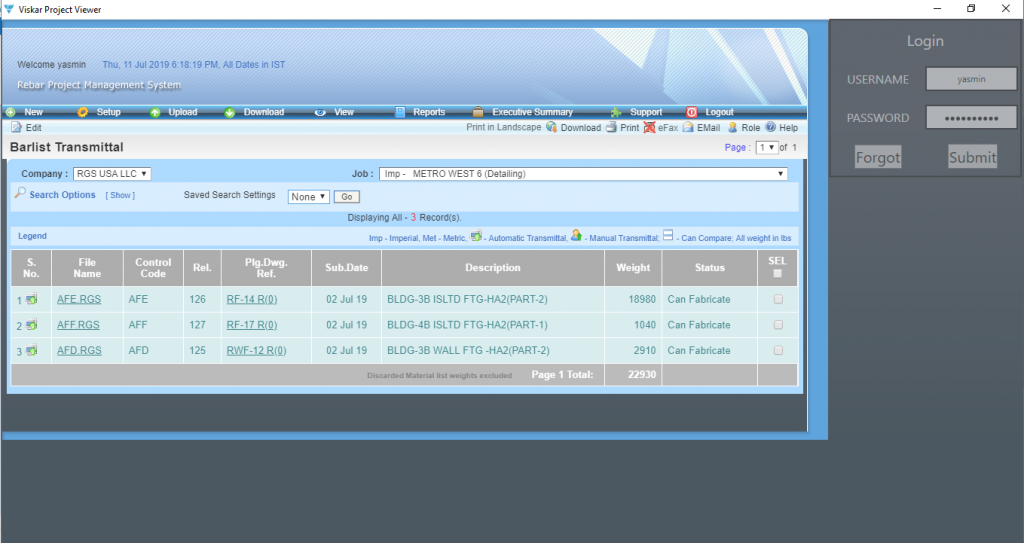 Rgs rebar software with crack